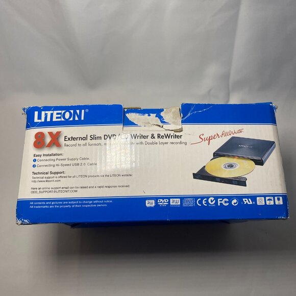 Lite On 8X External Slim DVD/CD Writer & ReWriter DX-8A1H 05C Tested Working EUC - Picture 14 of 16